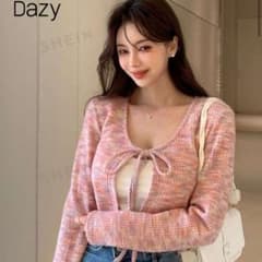 Dazy ピンク ニットカーディガン シーン SHEIN - メルカリ