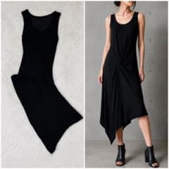 yhoji yamamoto ヨウジヤマモト変形ドレープノースリーブワンピース 希少】Yohji Yamamoto 変形 ドレープ ワンピース 黒 2サイズ - メルカリ
