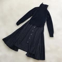 sacai サカイ ニットコットンポプリンワンピース サイドプリーツ 