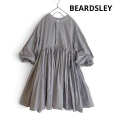 23SS美品】BEARDSLEY 先染めギャザーチュニックワンピースストライプ