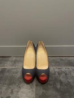 Christian Louboutin デニム オープントゥ パンプス
