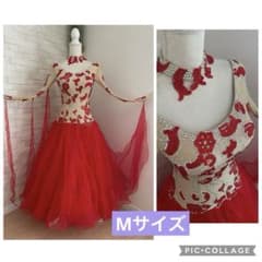 社交ダンス⭐️スタンダードドレス 赤 Mサイズ - メルカリ