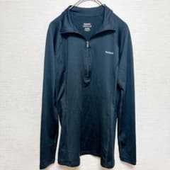 リーボック 長袖カットソー ハーフジップ 無地 L 黒 化繊 スポーツ