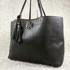 美品✨トリーバーチ マックグロー トートバッグ A4肩掛け可 シボ革 黒