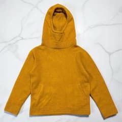 ハイベック Hibeck ウール混 ニットフーディ Mサイズ キャメル イエロー