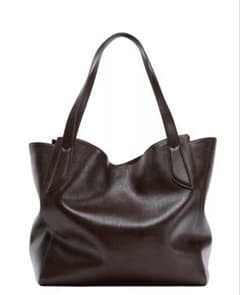 [ZARA]レザーマキシショッパーバッグ　茶色のサムネイル