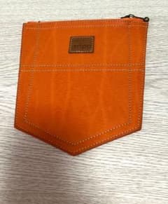 gripp本革 レザーポーチ オレンジ ポケット型 小物入れ 個性的