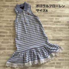 【美品】ポロラルフローレン ノースリーブ ストライプワンピース サイズ6 女の子のサムネイル