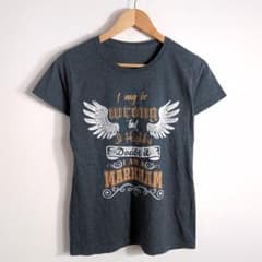 エンジェルウィング 英字プリント 半袖Tシャツ グレー 古着のサムネイル