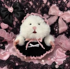 ハンドメイド ぬい服 はむにぎり 着せ替え ボンネット ドレスのサムネイル