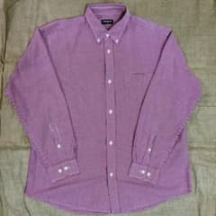 90's OLD UNIQLO チェック ボタンダウンシャツ XL シアサッカーのサムネイル