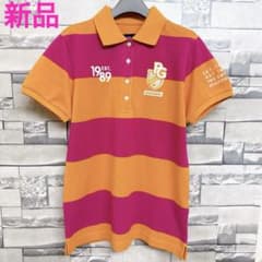 パーリーゲイツ ポロシャツ オレンジ×ピンクボーダー 総柄 0 新品