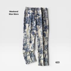 美品 ウィークエンド マックスマーラ 花柄 パンツ 青 ブルー 洗える 綿 美品 ウィークエンド マックスマーラ 花柄 パンツ 青 ブルー 洗える 綿