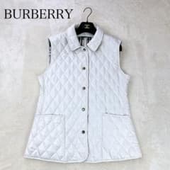美品✨バーバリー 裏ノバチェック キルティングベスト L 白 襟付き