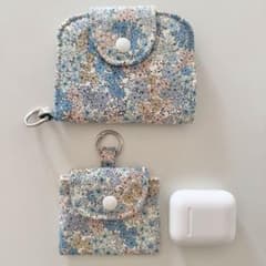 花柄　ミニ財布　小物入れ　 イアホンケース　アクセサリーケース　[2点セット]のサムネイル