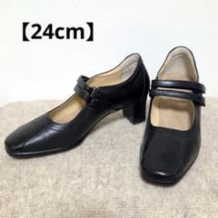 【美品】コンフォートクリニック ストラップ パンプス 24cm E 本革 黒のサムネイル