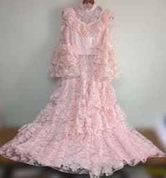 1970s Vintage dress ピンク 総レース - メルカリ