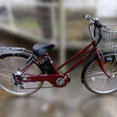 シマノ製変速ギヤ6段 電動アシスト自転車 本体26インチワイン引き取り