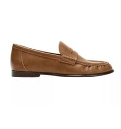 ZARA Gathered Soft Moccasins, Brown, Size 35, Loafers
