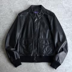 ほぼ未使用■ラルフローレン パープルレーベル【S】ラムレザー A-2 ブラック ほぼ未使用□ラルフローレン パープルレーベル【S】ラムレザー A