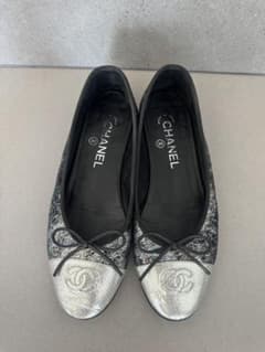 CHANEL バレエシューズ シルバー/ブラック - メルカリ