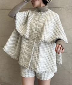 上下セット】anuansツイードケープジャケット ショートパンツ
