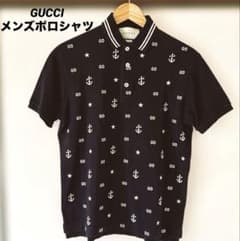 人気！GUCCI ネイビー ポロシャツ アンカー刺繍 グッチ メンズ S