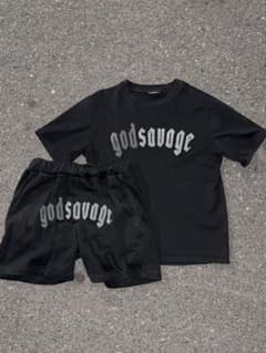 god savage Tシャツ ショートパンツセット ブラック　セットアップのサムネイル
