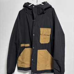 OP ナイロンジャケット ブラック×ベージュ フード付きのサムネイル