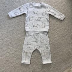 ✨美品✨H&M✨しろくまスウェット✨上下セット✨裏起毛✨74サイズ(80相当)のサムネイル