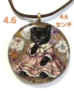ねこレジンネックレス 猫レジンヘアゴム コスモス畑のヴィンテージ風