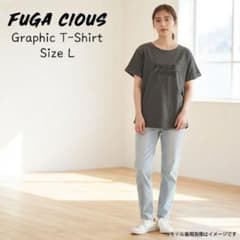 クロスプラス ロゴプリント Tシャツ チャコールグレー L ゆったり