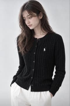 美品✨POLO RALPH LAUREN 長袖カーディガン ブラック コットンのサムネイル