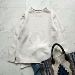 美品 MHL. ニット セーター ウール100% オフホワイト 白 ゆったりめ