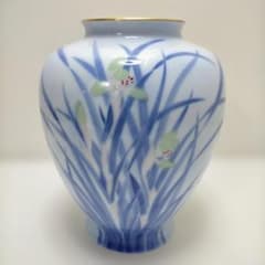 Y914 宮内庁御用達 深川製磁 官窯染付 花鳥紋花瓶 高さ38㎝ Amazon.co.jp: 深川製磁 宮内庁御用達 官窯染付 花鳥紋百合に雀 花瓶1