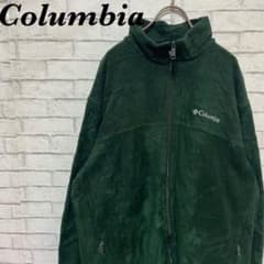 ビンテージ】Columbia コロンビア フリース フルジップ 刺繍ロゴ 緑 