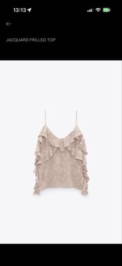 ZARA ジャカードフリルトップス ピンク Mのサムネイル
