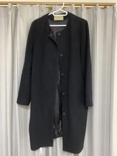 UNITED ARROWS ノーカラーコート　アルパカ混　40 黒のサムネイル