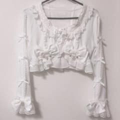 LIZLISA リボンレースボレロカットカーディガン 白 ホワイト - メルカリ
