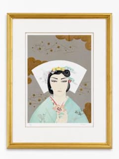 Authentic print by Yasuhiro Tanikawa, guaranteed authentic. A beautiful geisha in the style of Ukiyo-e woodblock print. Framed and signed. A fine art piece.
