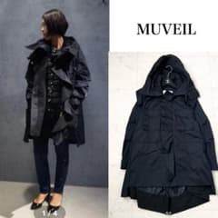 人気❤️MUVEIL ラッフル付きアーミーコート　フリル　ネイビー　ミュベール 人気❤️MUVEIL ラッフル付きアーミーコート フリル ネイビー