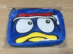 ドンペン•ポーチ•フェイス柄•カナビラ付き•青色のサムネイル