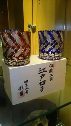 早い者勝ち!江戸切子 ペアグラス  オールド彩鳳のサムネイル