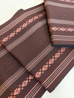 本場筑前博多織 単衣 四寸浴衣帯 半幅帯 献上柄 茶 正絹 新品 ゆかた