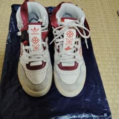 adidas high-top sneakers, white/red