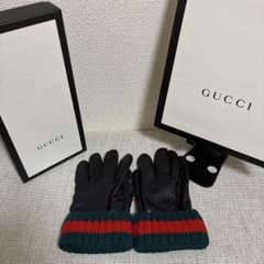 美品 GUCCI グッチ カシミヤ 本革 レザーグローブ 手袋 シェリーライン GUCCI グッチ 手袋 レザーグローブ 裏起毛 ミケーレ シェリーライン