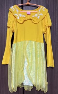 Babydoll Disney Long-Sleeved Dress, Yellow, 120cm