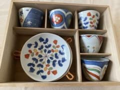 波佐見焼　西海陶器　清秀窯　器5客セット　茶菓揃　小鉢＆小皿　カップ＆ソーサーのサムネイル