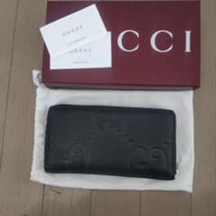 GUCCI ジャンボGGブラックレザー 長財布のサムネイル