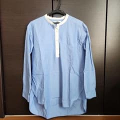 UNIQLO バンドカラーシャツ ブルー 長袖のサムネイル